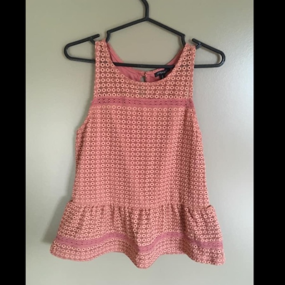Dynamite pink embroidered lace top